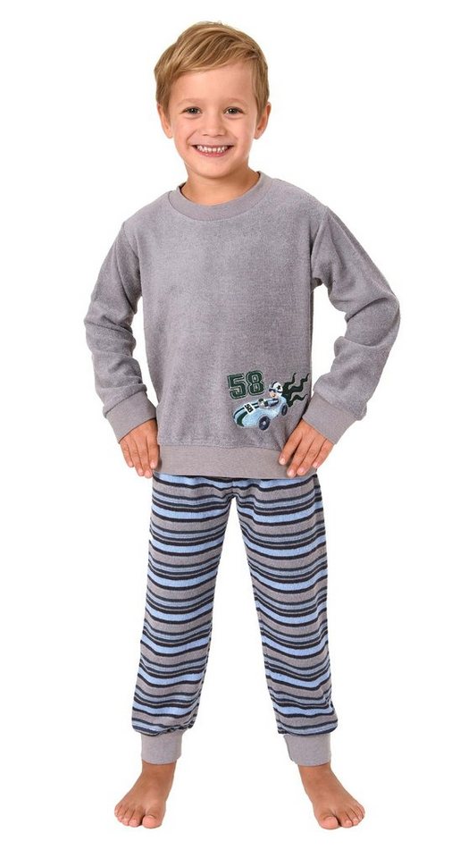 Normann Pyjama Jungen Frottee Pyjama langarm mit Bündchen und Renn Auto Motiv von Normann