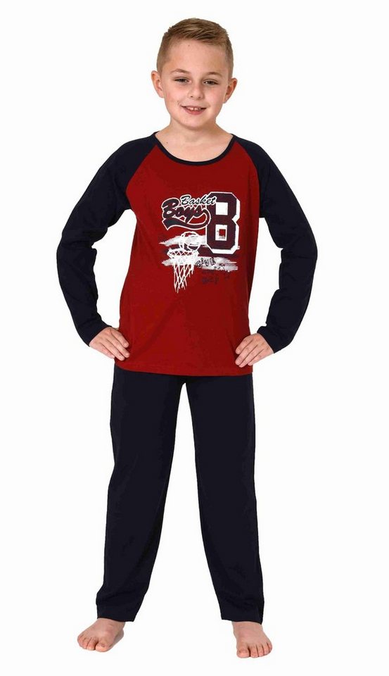 Normann Pyjama Jungen langarm Schlafanzug mit coolen Basketball-Motiv von Normann