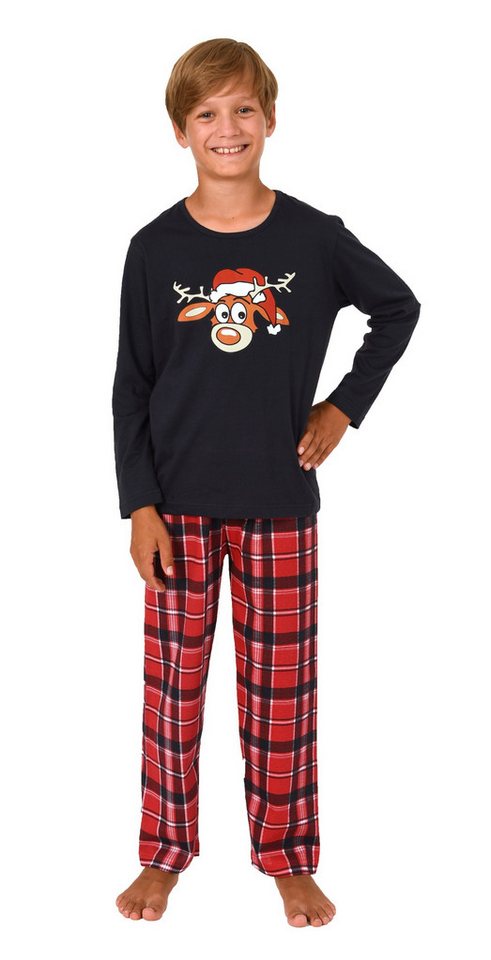 Normann Pyjama Kinder Weihnachts Schlafanzug UNISEX Pyjama mit Renntier Motiv von Normann