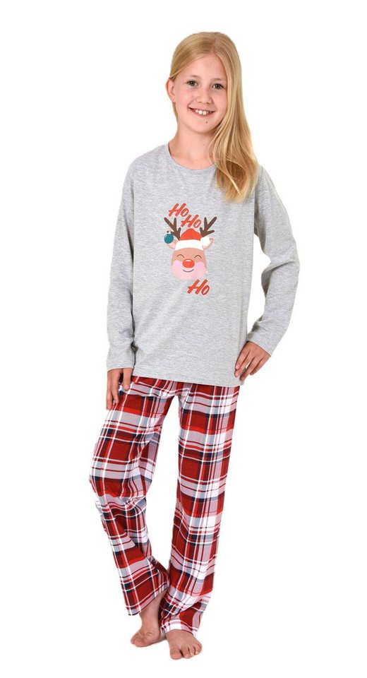 Normann Pyjama Kinder Weihnachts Schlafanzug UNISEX Pyjama mit Renntier Motiv von Normann