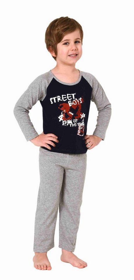 Normann Pyjama Kleinkinder Jungen langarm Schlafanzug mit coolen Front Print von Normann
