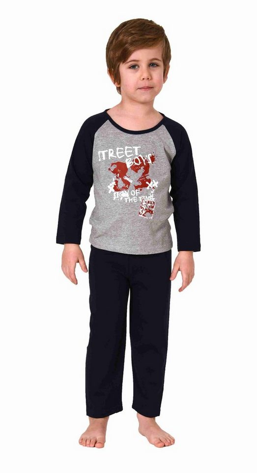 Normann Pyjama Kleinkinder Jungen langarm Schlafanzug mit coolen Front Print von Normann