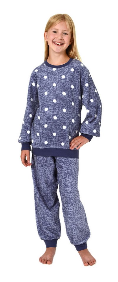 Normann Pyjama Kuschelig warmer Mädchen Schlafanzug Pyjama aus Coralfleece mit Tupfen von Normann