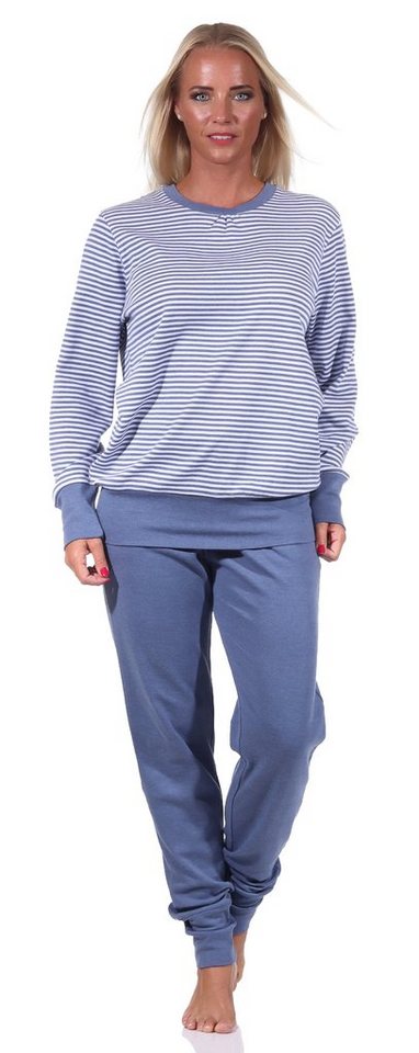 Normann Pyjama Kuscheliger Damen Pyjama langarm Schlafanzug mit Bündchen von Normann
