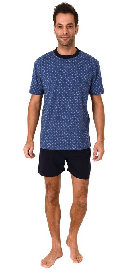 Normann Pyjama Herren Shorty Pyjama kurzarm, Rundhalsausschnitt in Minimal-Optik von Normann