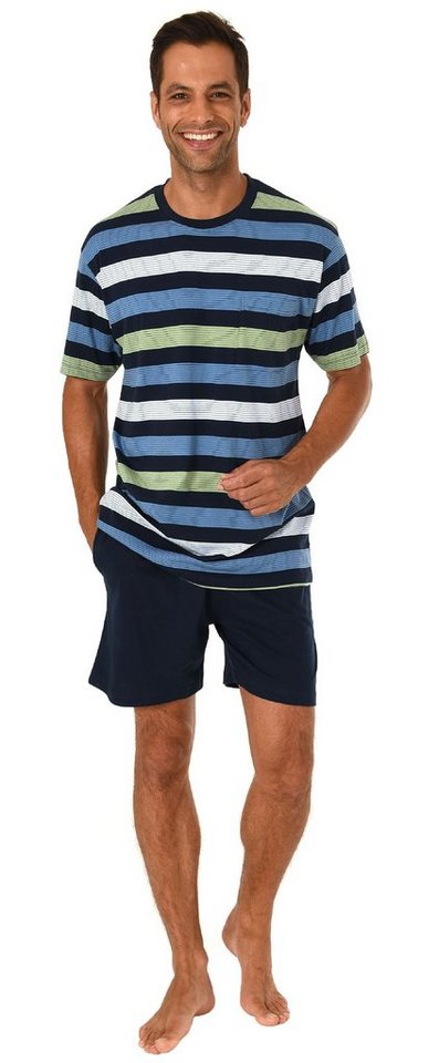 Normann Pyjama Herren Shorty Pyjama kurzarm Schlafanzug in Streifenoptik - 191 516 von Normann