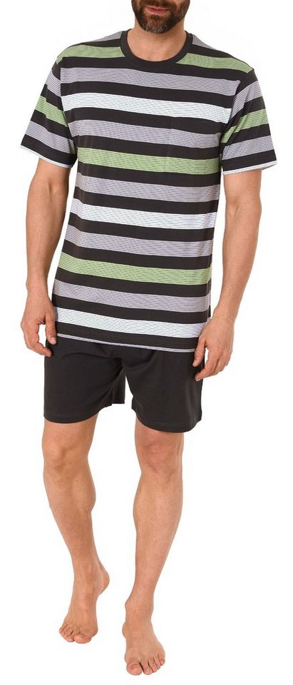 Normann Pyjama Herren Shorty Pyjama kurzarm Schlafanzug in Streifenoptik - 191 516 von Normann