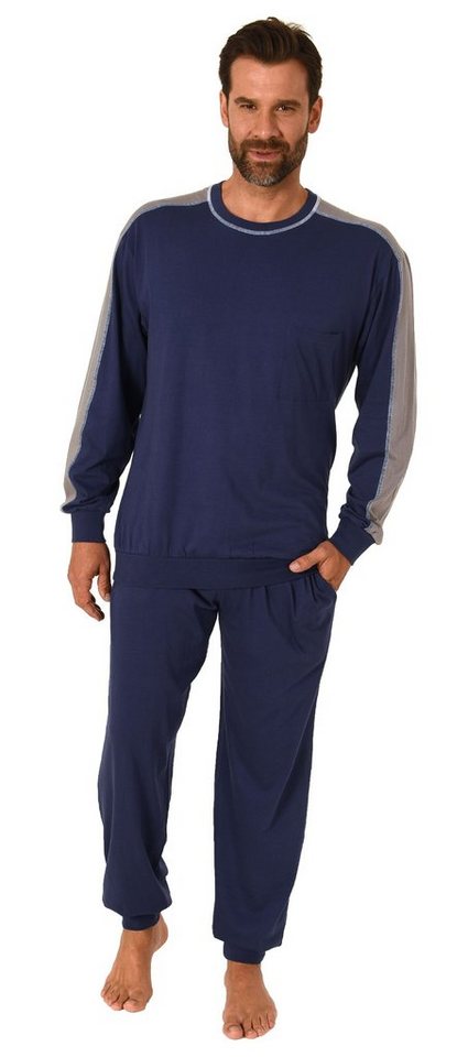 Normann Pyjama Herren langarm Schlafanzug mit Bündchen - 212 844 von Normann