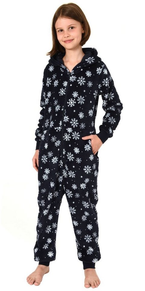 Normann Pyjama Mädchen Jumpsuit Overall Onesie Schlafanzug Eiskristall Sterne Optik von Normann