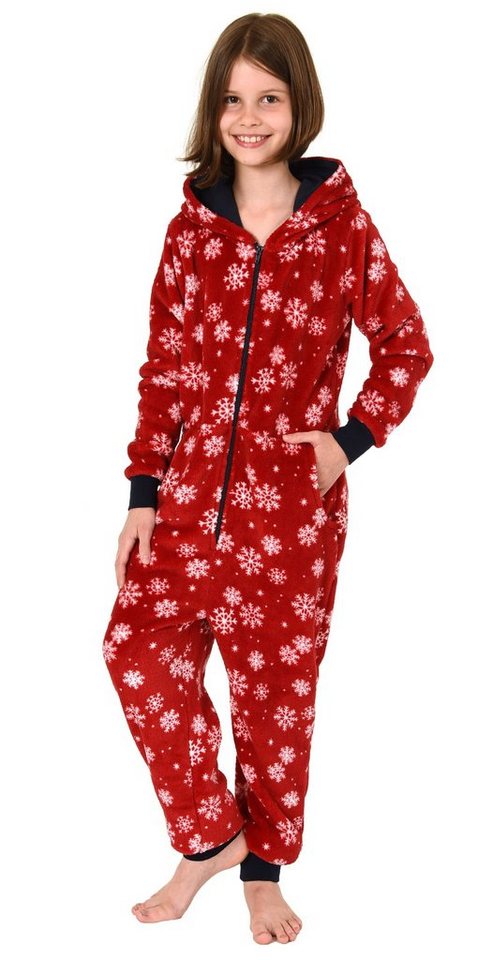 Normann Pyjama Mädchen Jumpsuit Overall Onesie Schlafanzug Eiskristall Sterne Optik von Normann