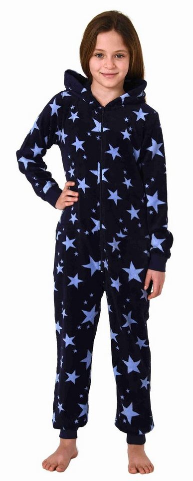 Normann Pyjama Mädchen Jumpsuit Overall Schlafanzug langarm in Sterne Optik von Normann