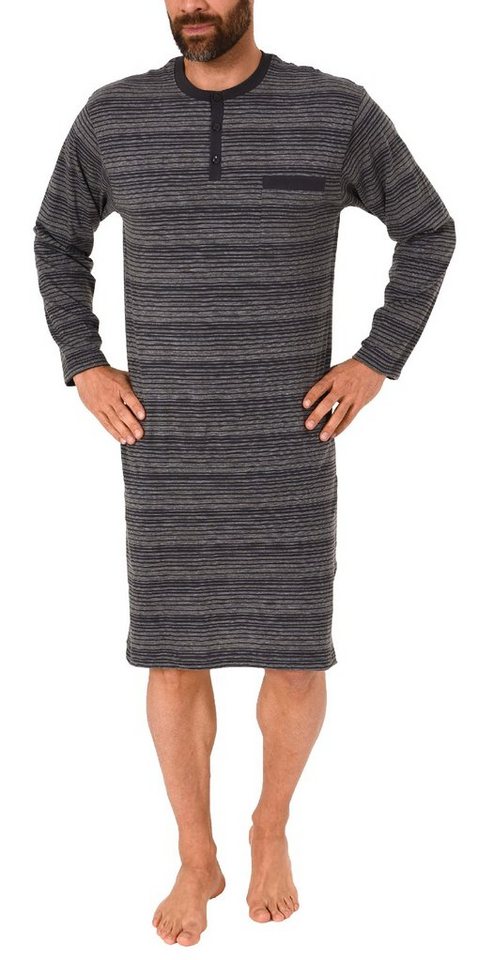 Normann Pyjama Herren Nachthemd langarm Streifenoptik - auch in Übergrößen von Normann
