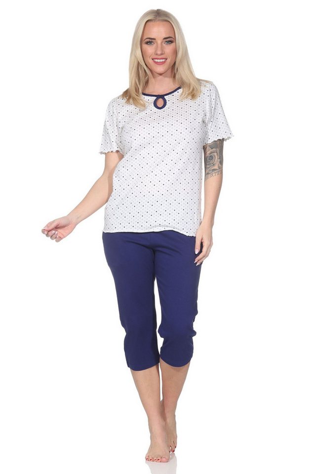 Normann Pyjama Normann Damen Capri Schlafanzug in Punkte Optik – auch in Übergrößen von Normann