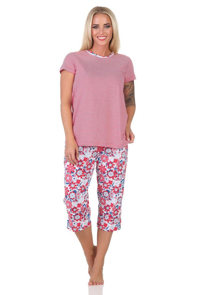Normann Pyjama Normann Damen Capri kurzarm Schlafanzug – auch in Übergrößen von Normann
