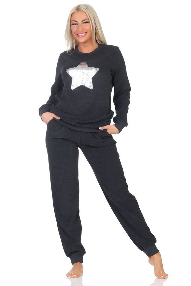 Normann Pyjama Normann Damen Frottee Pyjama – edle Sterne Optik - auch in Übergröße von Normann