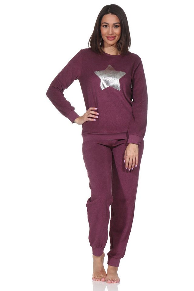 Normann Pyjama Normann Damen Frottee Pyjama – edle Sterne Optik - auch in Übergröße von Normann