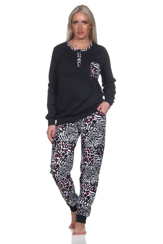 Normann Pyjama Normann Damen Kuschel Interlock Schlafanzug in Animal-Print-Optik Normann Pyjama Normann Damen Kuschel Interlock Schlafanzug in Animal-Print-Optik von Normann