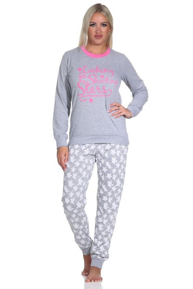 Normann Pyjama Normann Damen Schlafanzug mit Bündchen in wunderschöner Sternenoptik von Normann