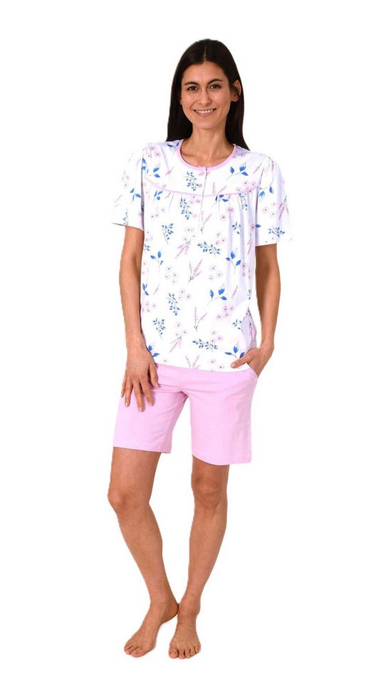 Normann Pyjama Normann Damen fraulicher kurzarm Shorty Pyjama in Klassischer Optik von Normann