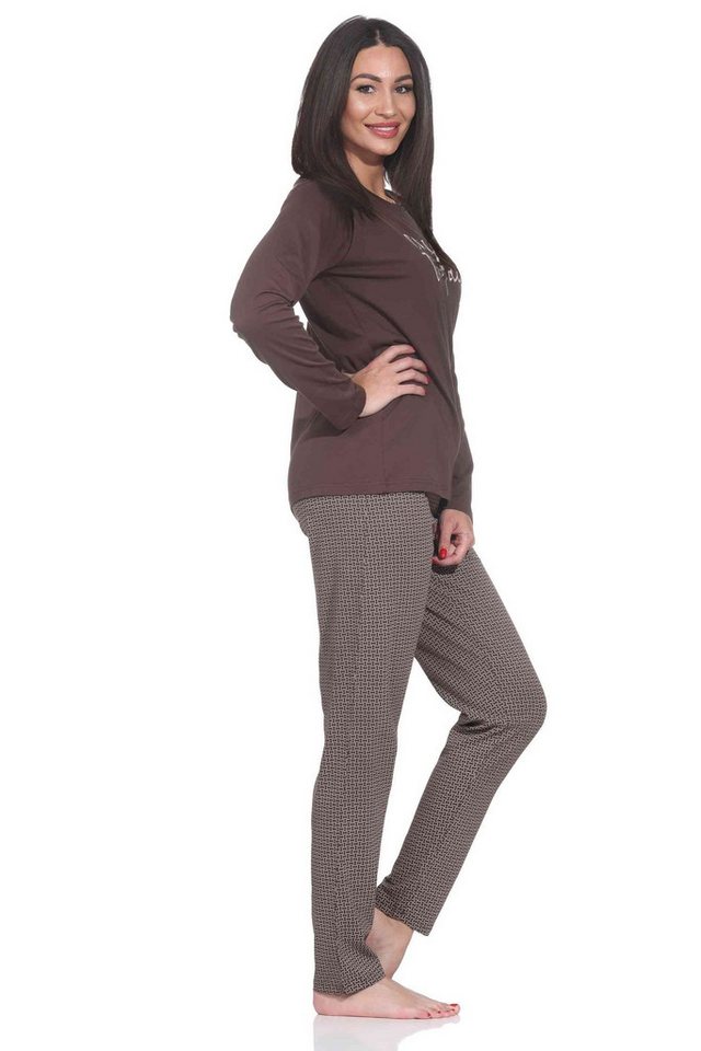 Normann Pyjama Normann Damen langarm Schlafanzug Pyjama im eleganter Optik von Normann