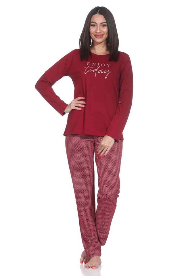 Normann Pyjama Normann Damen langarm Schlafanzug Pyjama im eleganter Optik von Normann