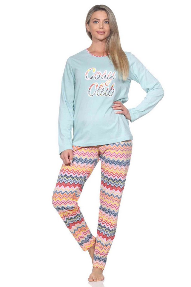 Normann Pyjama Normann Damen langarm Schlafanzug Pyjama in wunderschönen Ethno Optik von Normann
