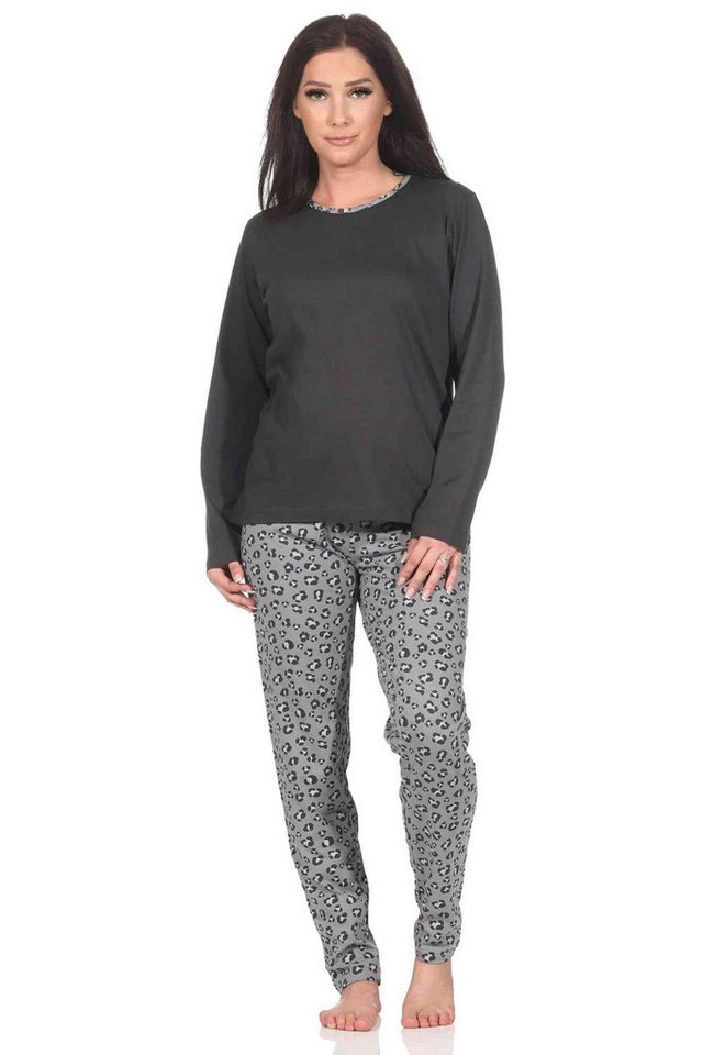 Normann Pyjama Normann Damen langarm Schlafanzug in wunderschönen Animal Print Look von Normann