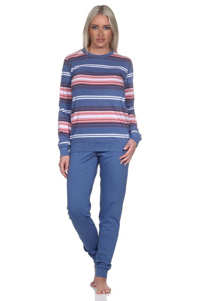 Normann Pyjama Normann Damen langarm Schlafanzug mit Bündchen - auch in Übergrössen von Normann