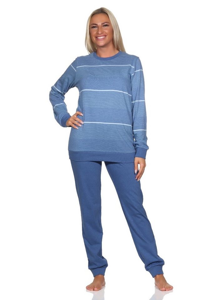 Normann Pyjama Normann Damen langarm Schlafanzug mit Bündchen - auch in Übergrössen von Normann