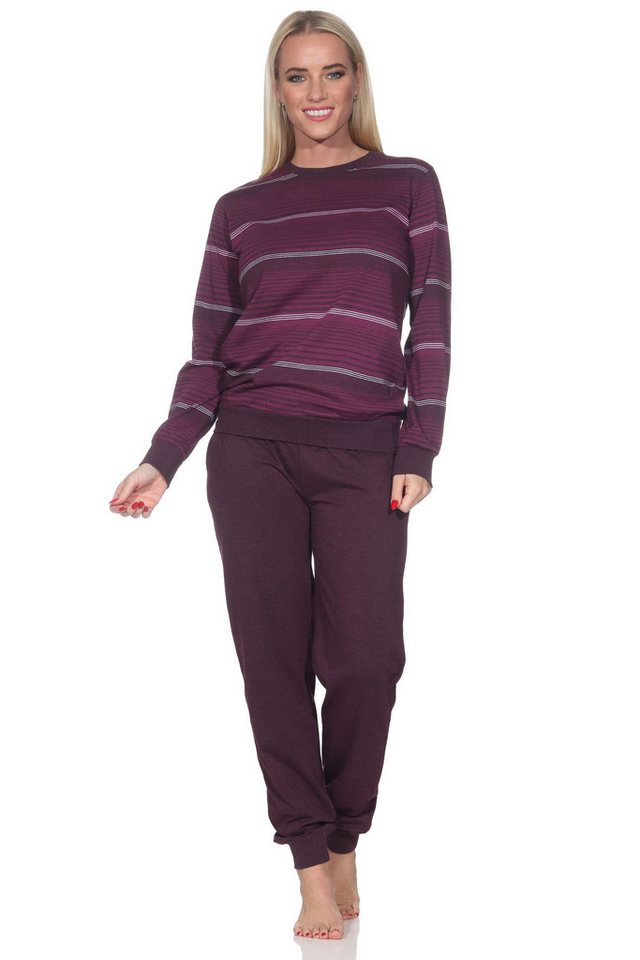 Normann Pyjama Normann Damen langarm Schlafanzug mit Bündchen - auch in Übergrössen von Normann