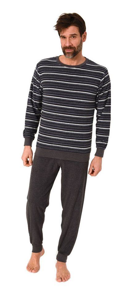 Normann Pyjama Normann Herren Frottee Schlafanzug Streifenlook – auch in Übergrößen von Normann