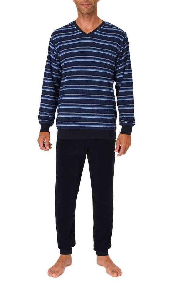 Normann Pyjama Normann Herren Frottee Schlafanzug gestreift – auch in Übergrößen von Normann