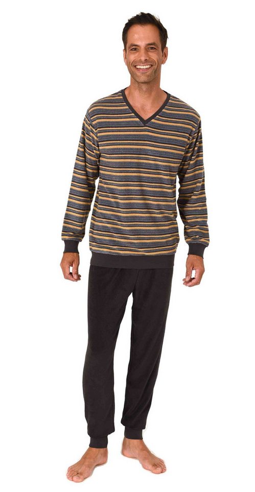 Normann Pyjama Normann Herren Frottee Schlafanzug gestreift – auch in Übergrößen von Normann