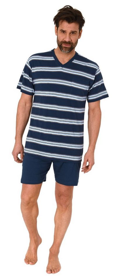 Normann Pyjama Herren Kurzarm Schlafanzug Shorty Pyjama in schöner Streifenoptik von Normann