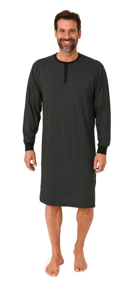 Normann Pyjama Normann Herren Langarm Nachthemd mit Bündchen und Knopfleiste am Hals von Normann
