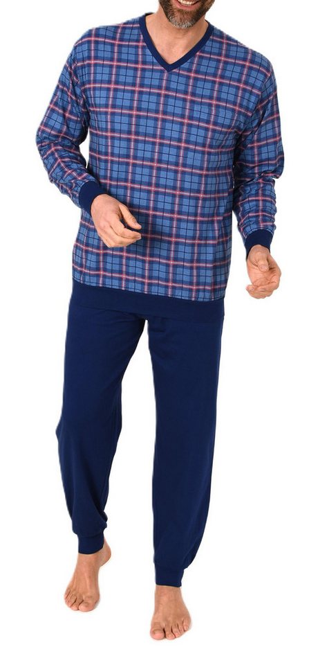 Normann Pyjama Normann Herren Langarm Schlafanzug mit Bündchen - auch in Übergröße von Normann