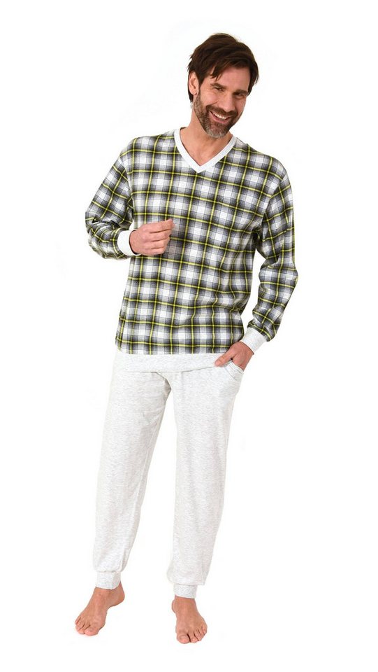 Normann Pyjama Normann Herren Langarm Schlafanzug mit Bündchen - auch in Übergröße von Normann