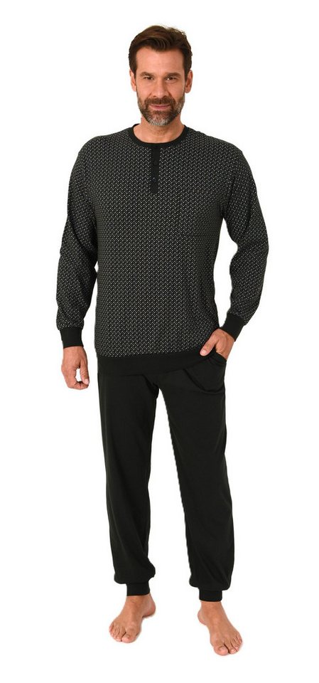 Normann Pyjama Normann Herren Langarm Schlafanzug mit Bündchen – auch in Übergröße von Normann