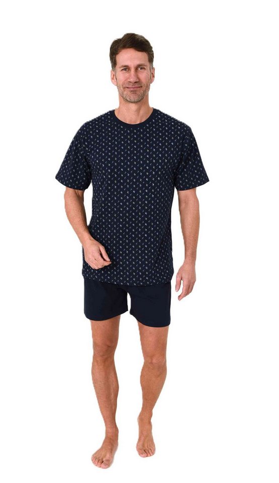 Normann Pyjama Normann Herren Pyjama kurzarm Shorty in edler Minimal Print Optik von Normann