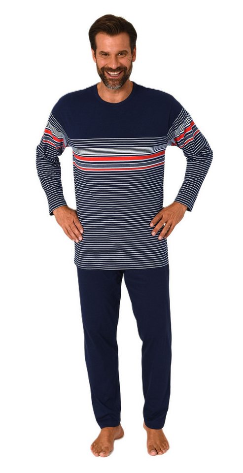 Normann Pyjama Normann Herren Schlafanzug Pyjama lang in eleganter Streifenoptik von Normann