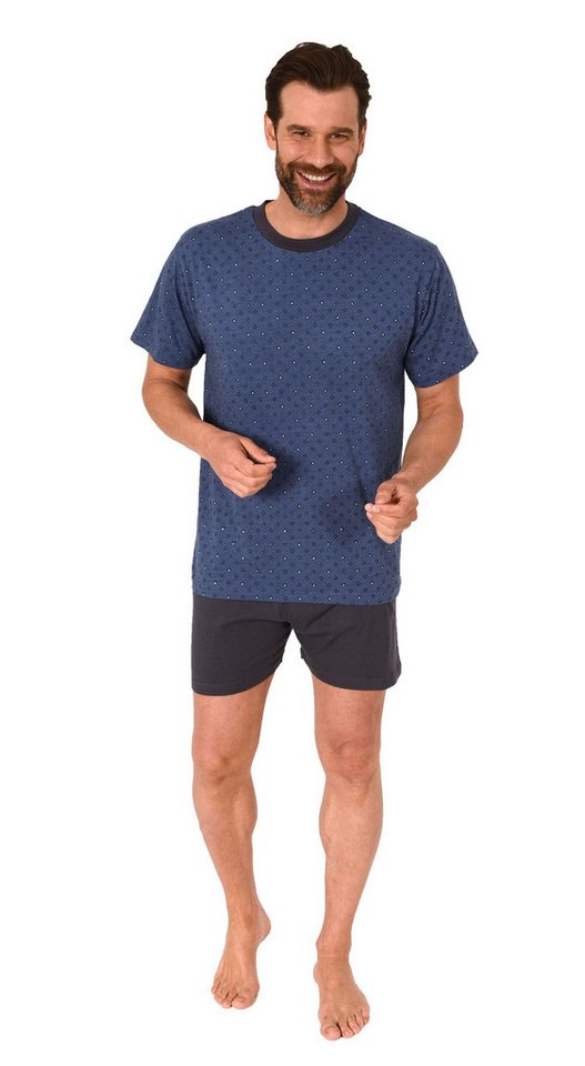 Normann Pyjama Normann Herren Schlafanzug kurz Shorty Pyjama in melange Optik von Normann
