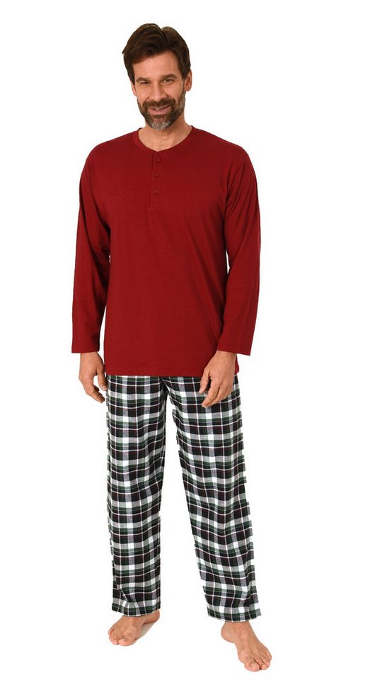 Normann Pyjama Normann Herren Schlafanzug lang, Pyjama mit karierter Flanell-Hose von Normann