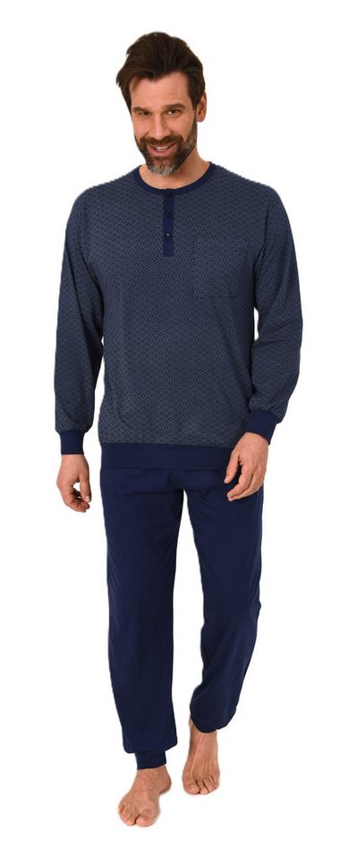 Normann Pyjama Normann Herren Schlafanzug lang mit Bündchen Pyjama in edler Optik von Normann
