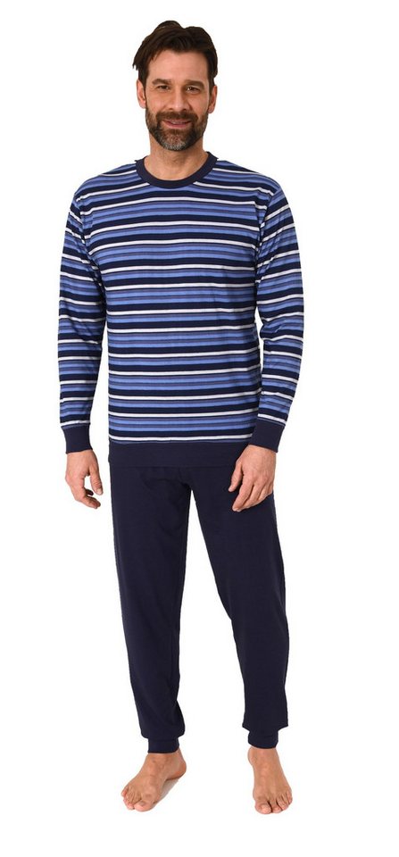 Normann Pyjama Normann Herren Schlafanzug langarm mit Bündchen in Streifenoptik von Normann