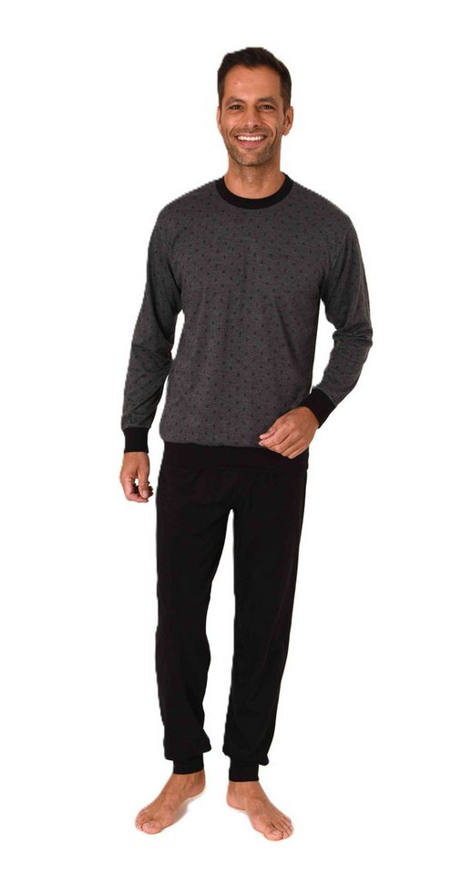 Normann Pyjama Normann Herren Schlafanzug langarm mit Bündchen in eleganter Optik von Normann