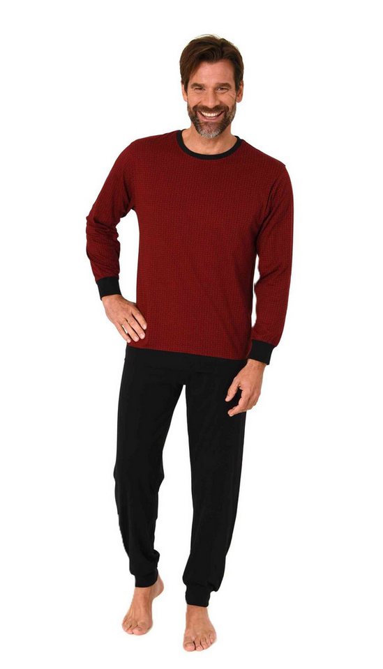 Normann Pyjama Normann Herren Schlafanzug langarm mit Bündchen in zeitloser Optik von Normann