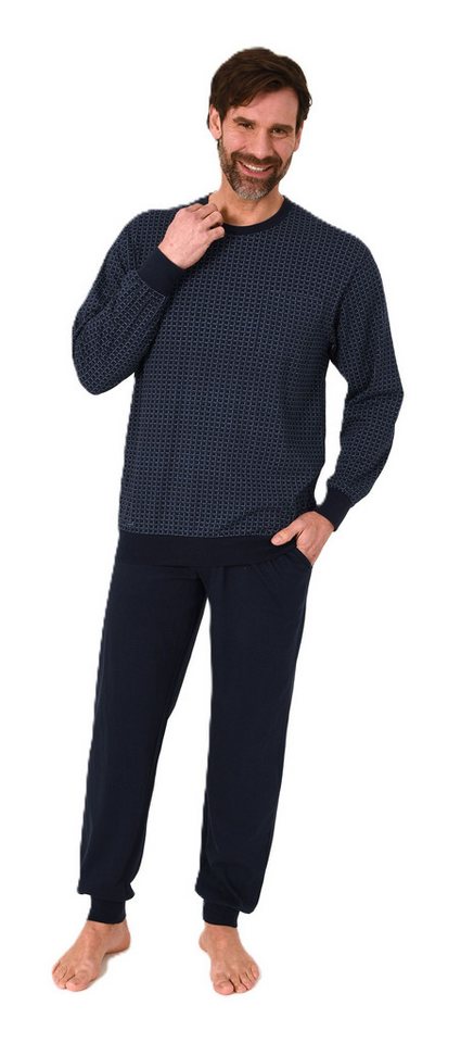 Normann Pyjama Normann Herren Schlafanzug mit Bündchen Pyjama aus 100 % Baumwolle von Normann