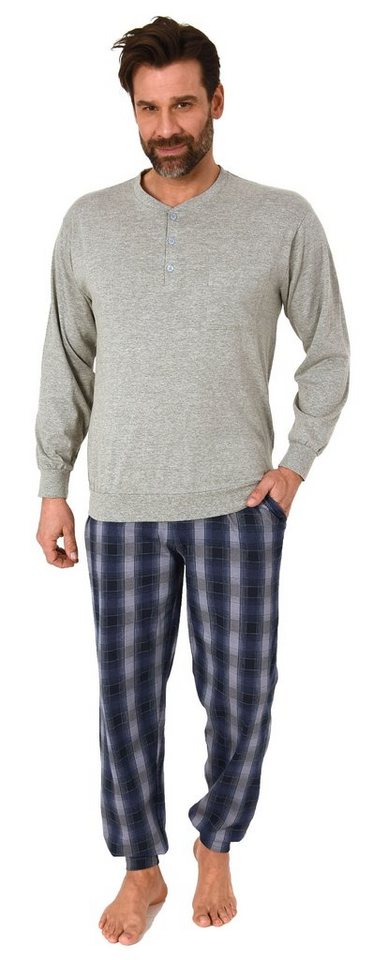 Normann Pyjama Herren Schlafanzug mit Bündchen + Karo Jersey Hose -auch in Übergröße von Normann