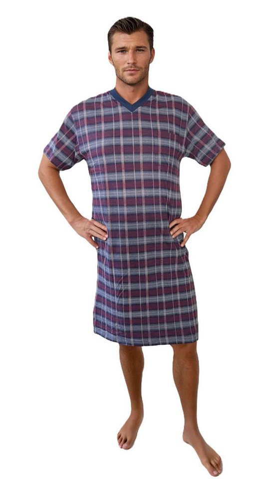 Normann Pyjama Normann Herren kurzarm Nachthemd im edlen Look von Normann