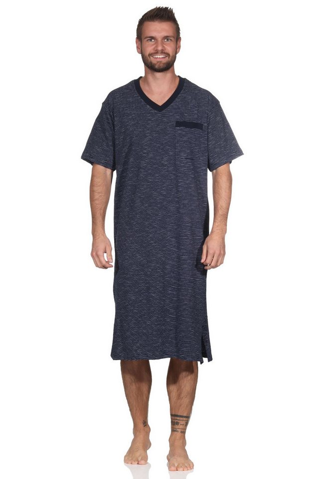 Normann Pyjama Normann Herren kurzarm Nachthemd in eleganter Optik von Normann